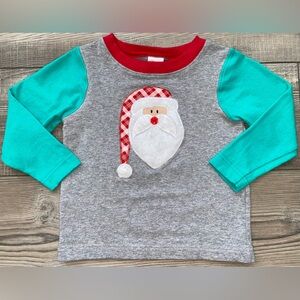 Ricrac & Ruffles Boutique Boys Holiday Christmas Baseball Sleeves Grey Teal 2 2T